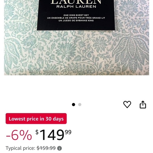 Ralph Lauren floral king sheet set - 4 pcs - Picture 2 of 3